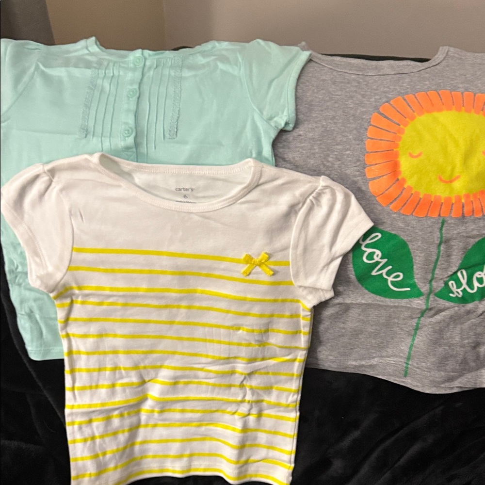 Carter's Yellow Striped and Floral Tees Set